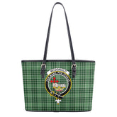 McDonald Lord of the Isles Hunting Tartan Crest Leather Tote Bag